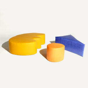 Yellow Leather ‘E’ Stuffed Bench