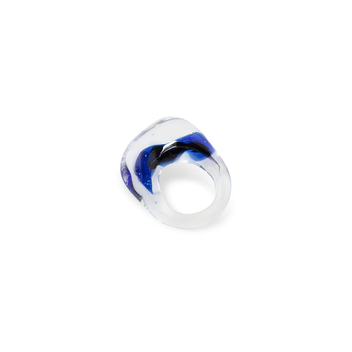 Watercolor Clear, Black, Cobalt Ring