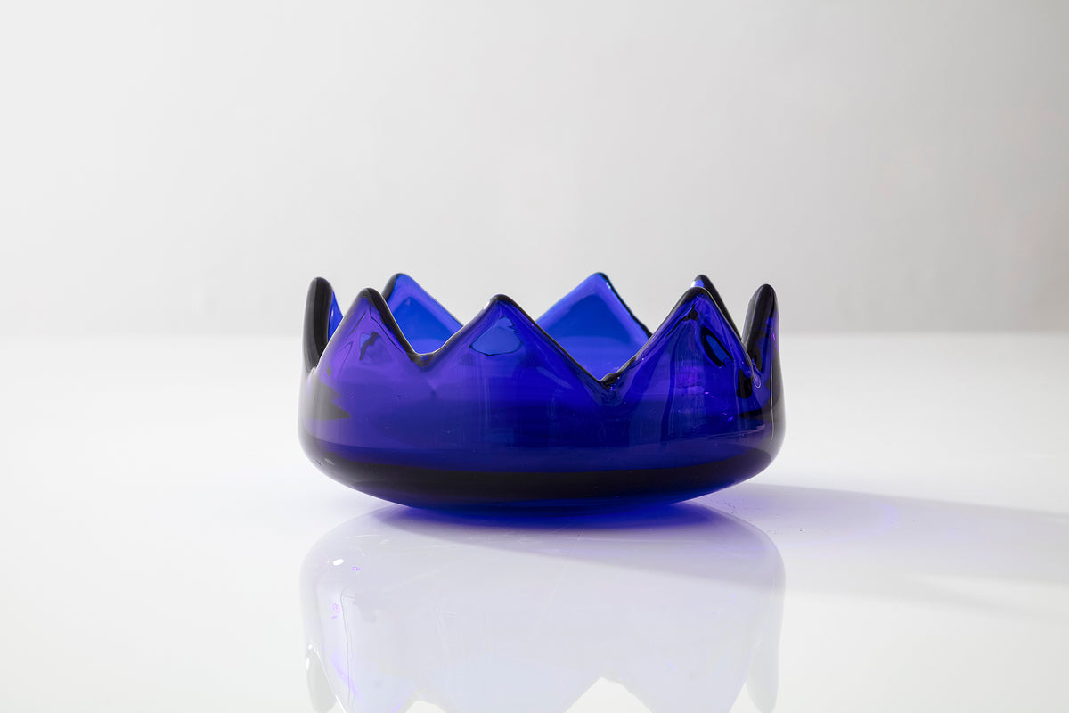 Circling Mountains Glass Ashtray in Blue