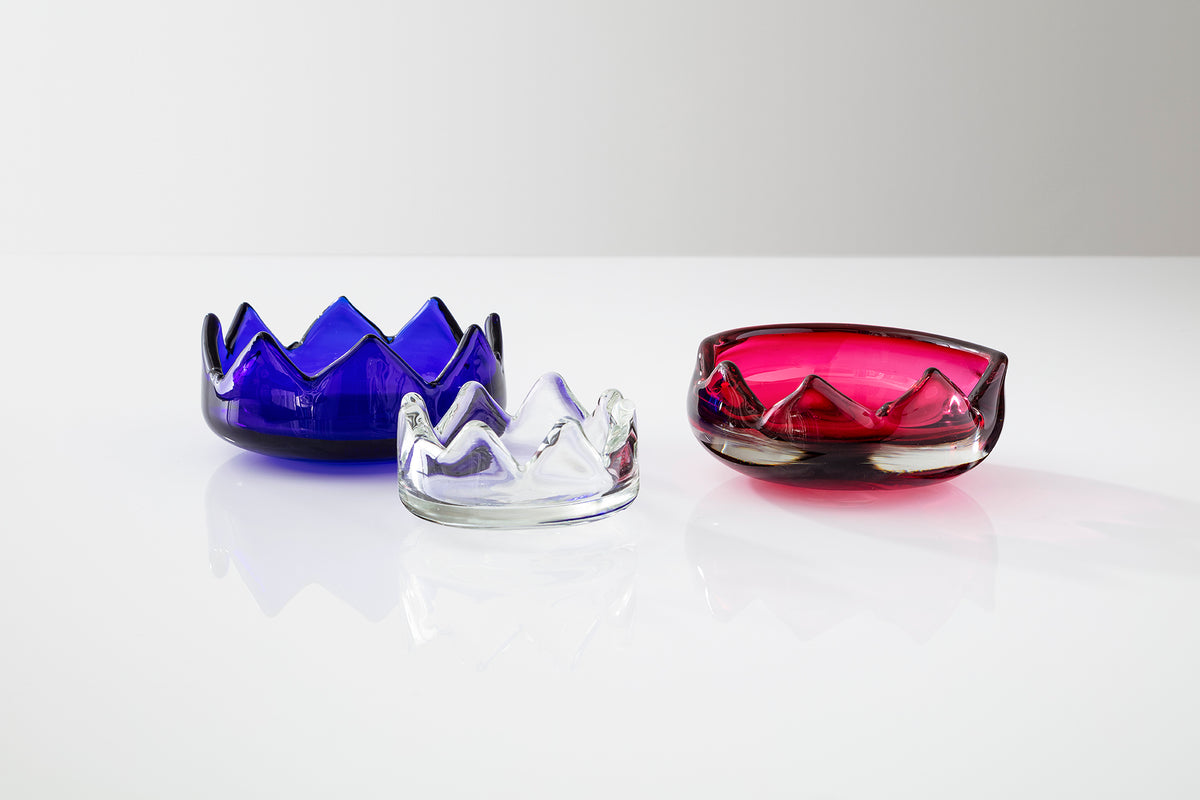 Circling Mountains Glass Ashtray in Blue