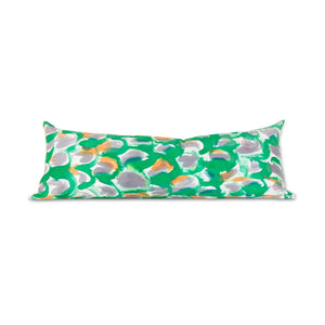 Hand-Painted Silk Charmeuse Green Scales Snake Pillow