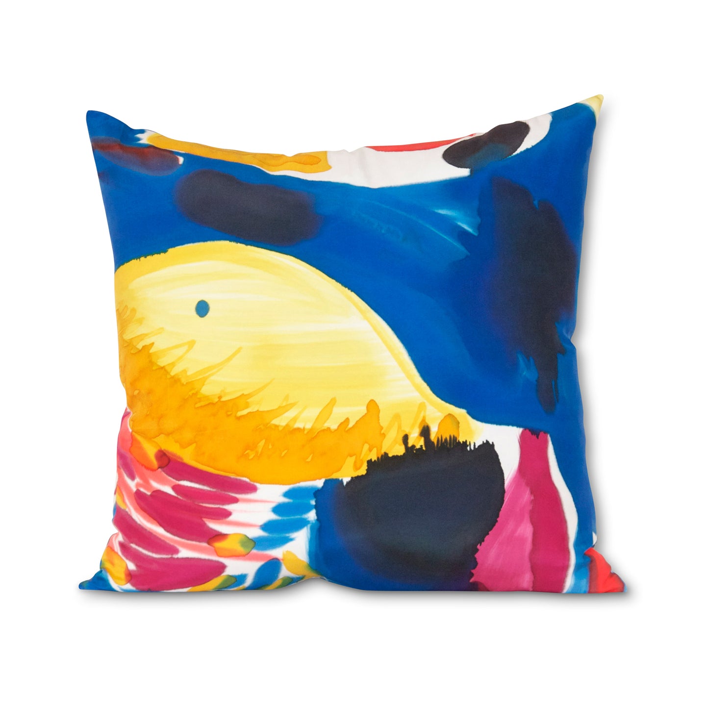 Hand-Painted Parrot Silk Charmeuse Square Pillow