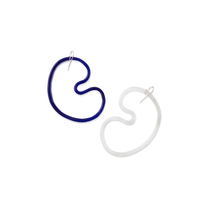 Bean Cobalt/Clear Glass Earrings