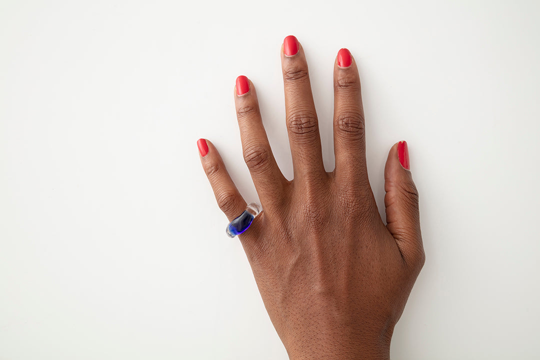 Organic Band, Cobalt, Clear Ring