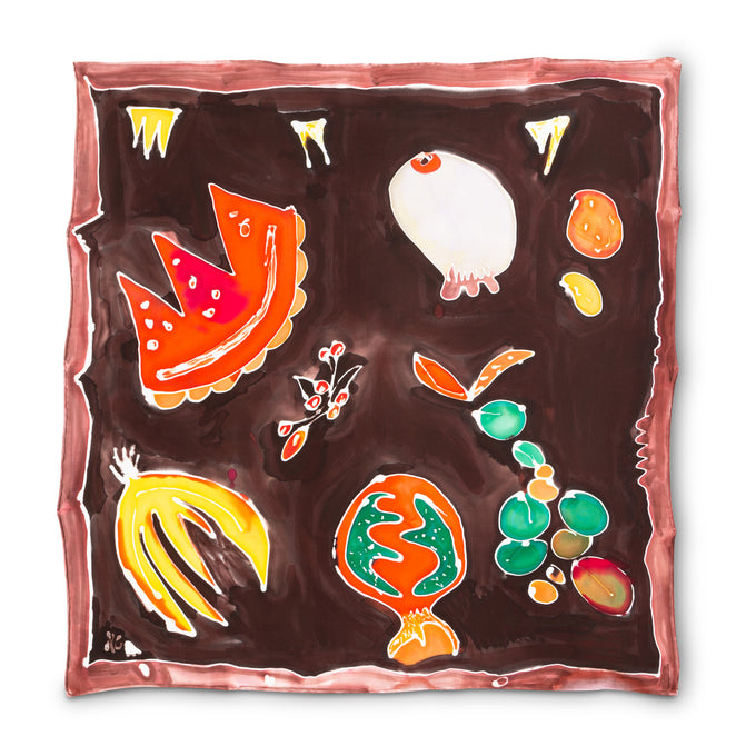 Hand-Painted Fruity Scarf