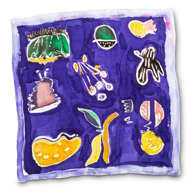 Hand-Painted Fruity Scarf