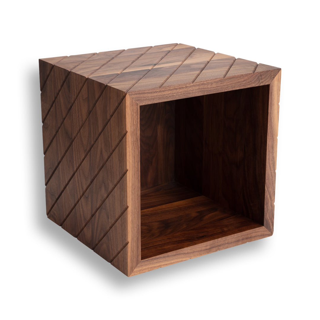 Walnut Diagonals Cube