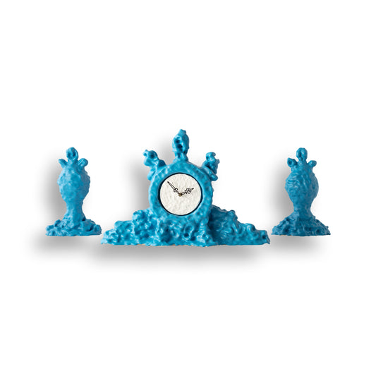 Mantelpiece Clock and Mirrored Urns
