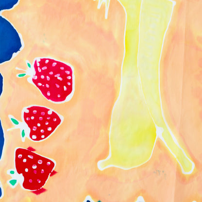 Hand-Painted Fruity Scarf