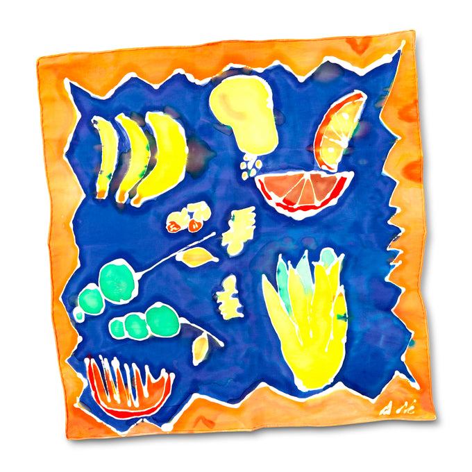 Hand-Painted Fruity Scarf
