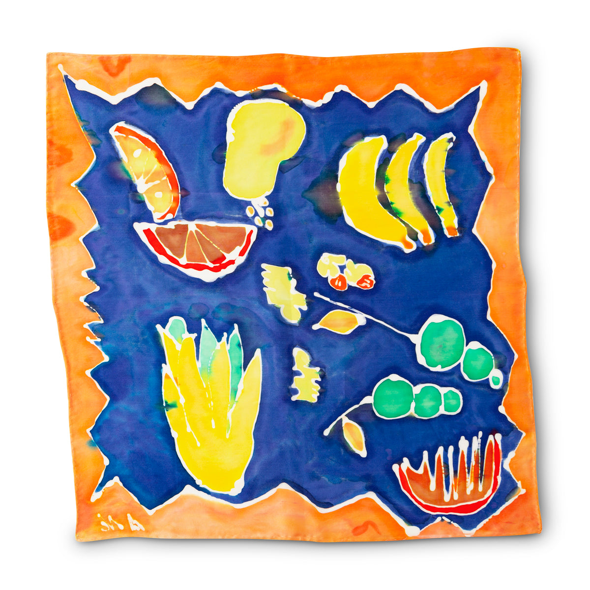Hand-Painted Fruity Scarf