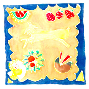 Hand-Painted Fruity Scarf