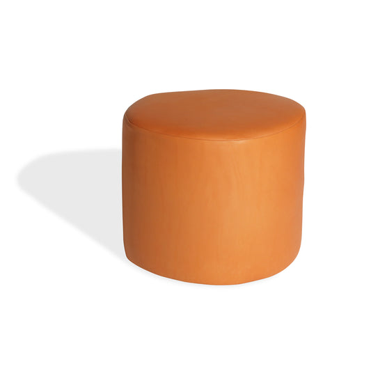 Orange Leather Irregular Circle Stuffed Ottoman