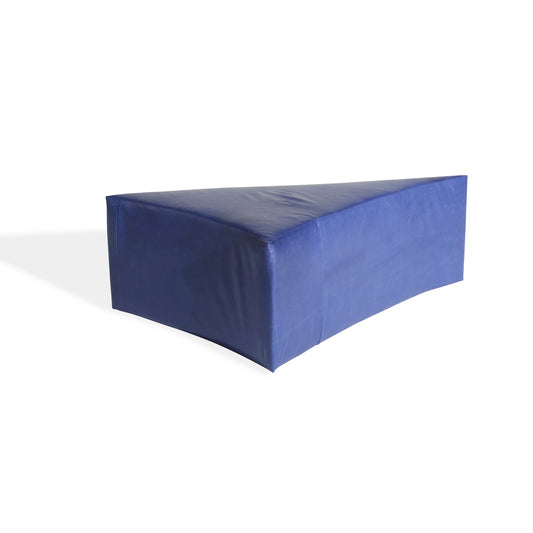 Royal Blue Leather Triangle Ottoman