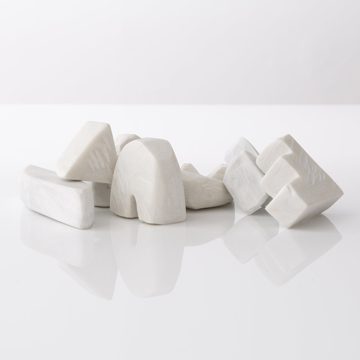 Unknown Everyday Village : Elemental Shapes In Statuario 1, Marble Sculpture