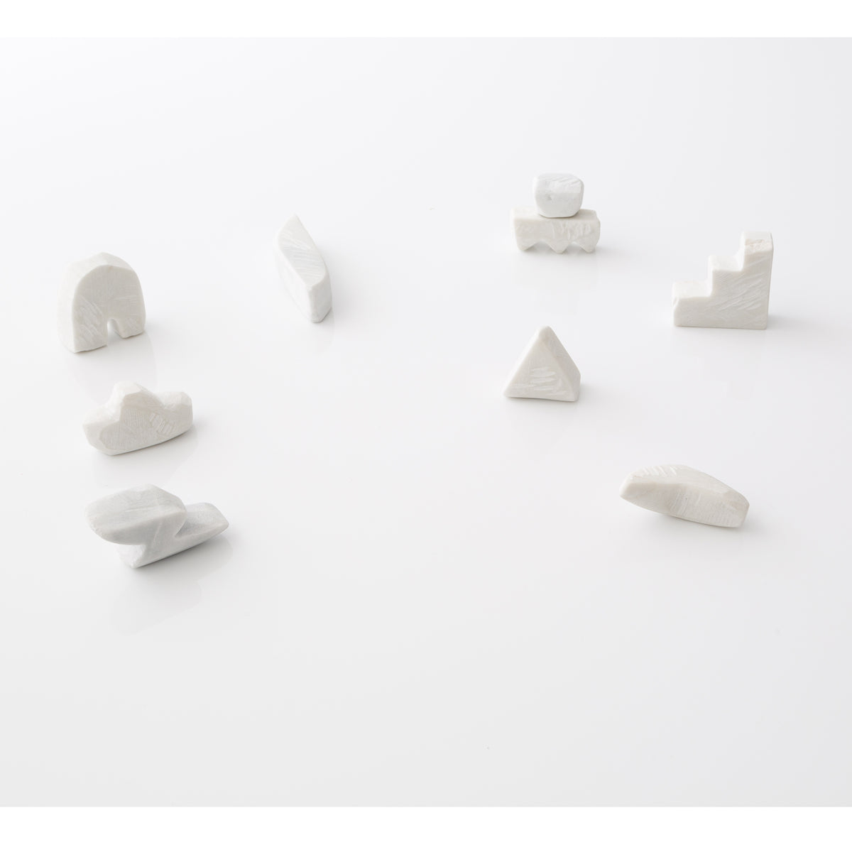 Unknown Everyday Village : Elemental Shapes In Statuario 1, Marble Sculpture