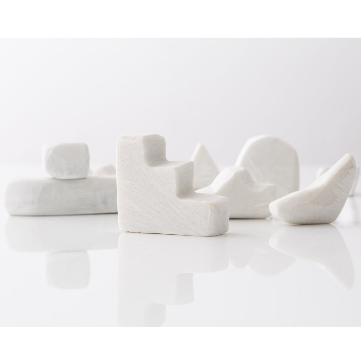 Unknown Everyday Village : Elemental Shapes In Statuario 1, Marble Sculpture