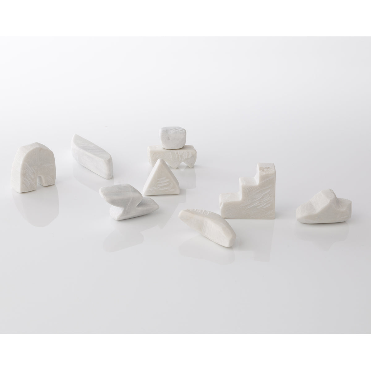 Unknown Everyday Village : Elemental Shapes In Statuario 1, Marble Sculpture