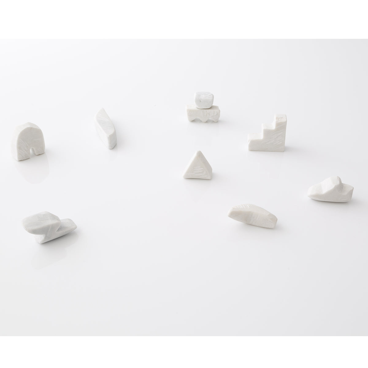 Unknown Everyday Village : Elemental Shapes In Statuario 1, Marble Sculpture