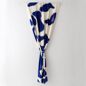 Silk Noil Single Hue Hand-Painted Amoeba Curtains Fabric Yardage, Blue