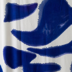 Silk Noil Single Hue Hand-Painted Amoeba Curtains Fabric Yardage, Blue