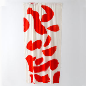 Silk Noil Single Hue Hand-Painted Amoeba Curtains Fabric Yardage, Red