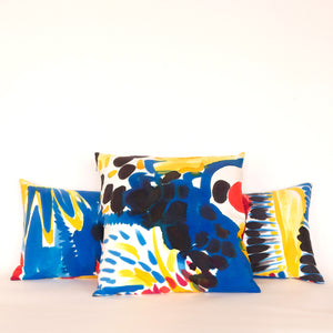 Hand-Painted Parrot Silk Charmeuse Square Pillow