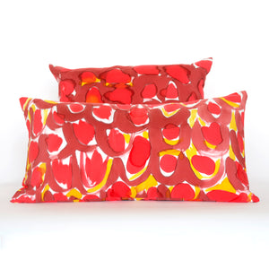 Hand-Painted Silk Charmeuse Red Scales Lumbar Pillow