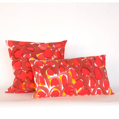 Hand-Painted Silk Charmeuse Red Scales Lumbar Pillow